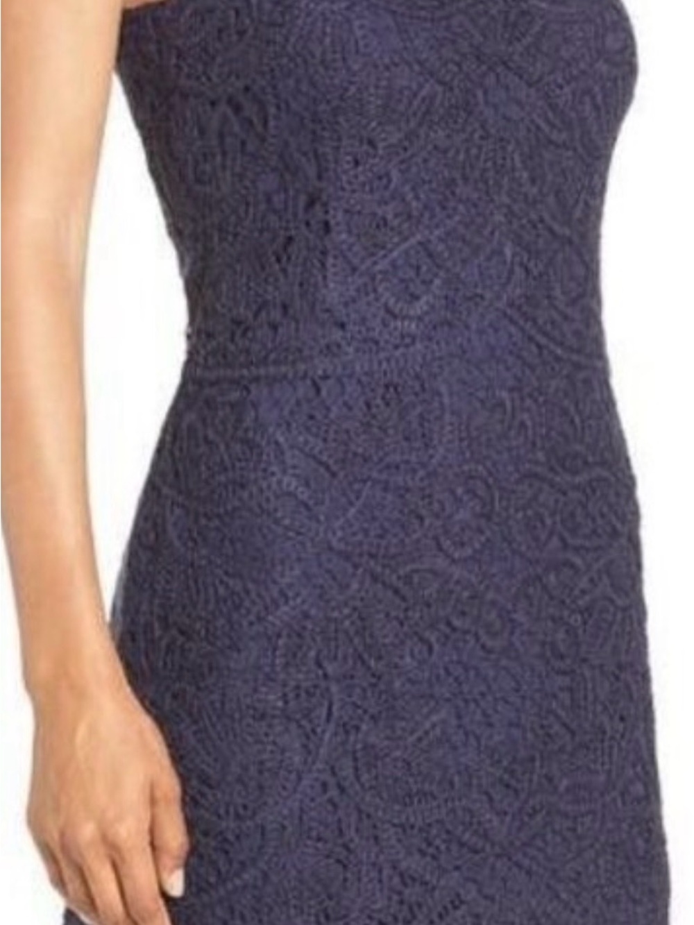 Lilly Pulitzer Navy Blue Strapless Lace Sheath Dress